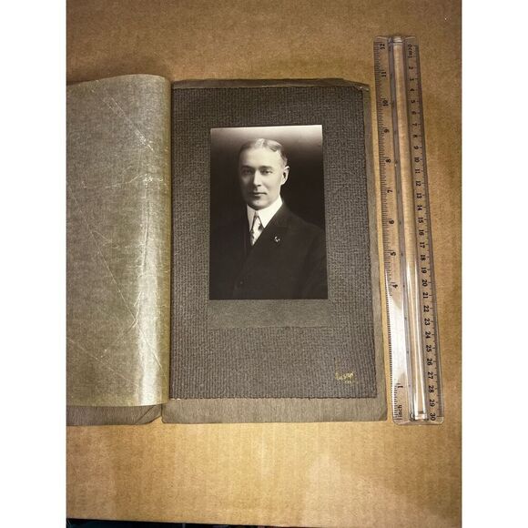 Antique Cabinet Card-Dapper Man Brooch and Suit-Found Snapshot-Ralston 4”x6” - Picture 1 of 6